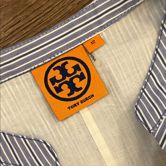 Tory Burch Blue and White Striped Midi Dress - Picture 9 of 10